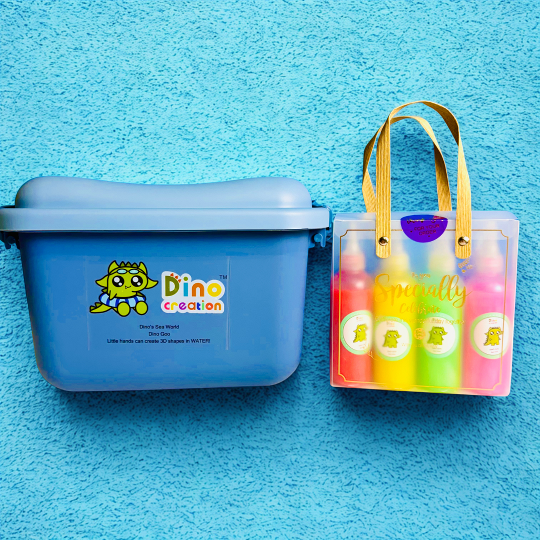 DINO GOO - Dino’s Sea World + Pack of 12 Refill Goo Bundle