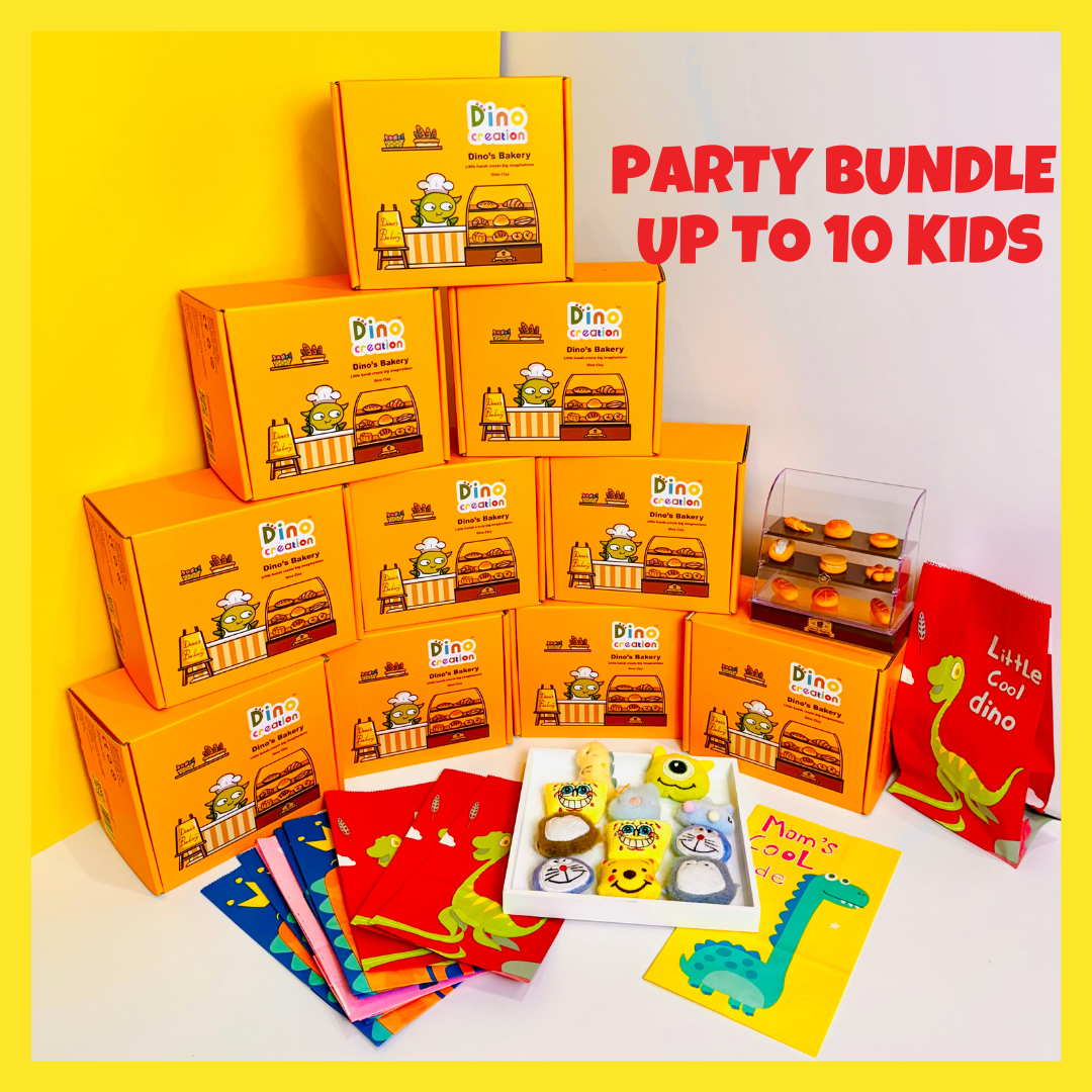 Party Bundle Starter Silver Package Bakery Theme -Dino’s Bakery for 10 kids