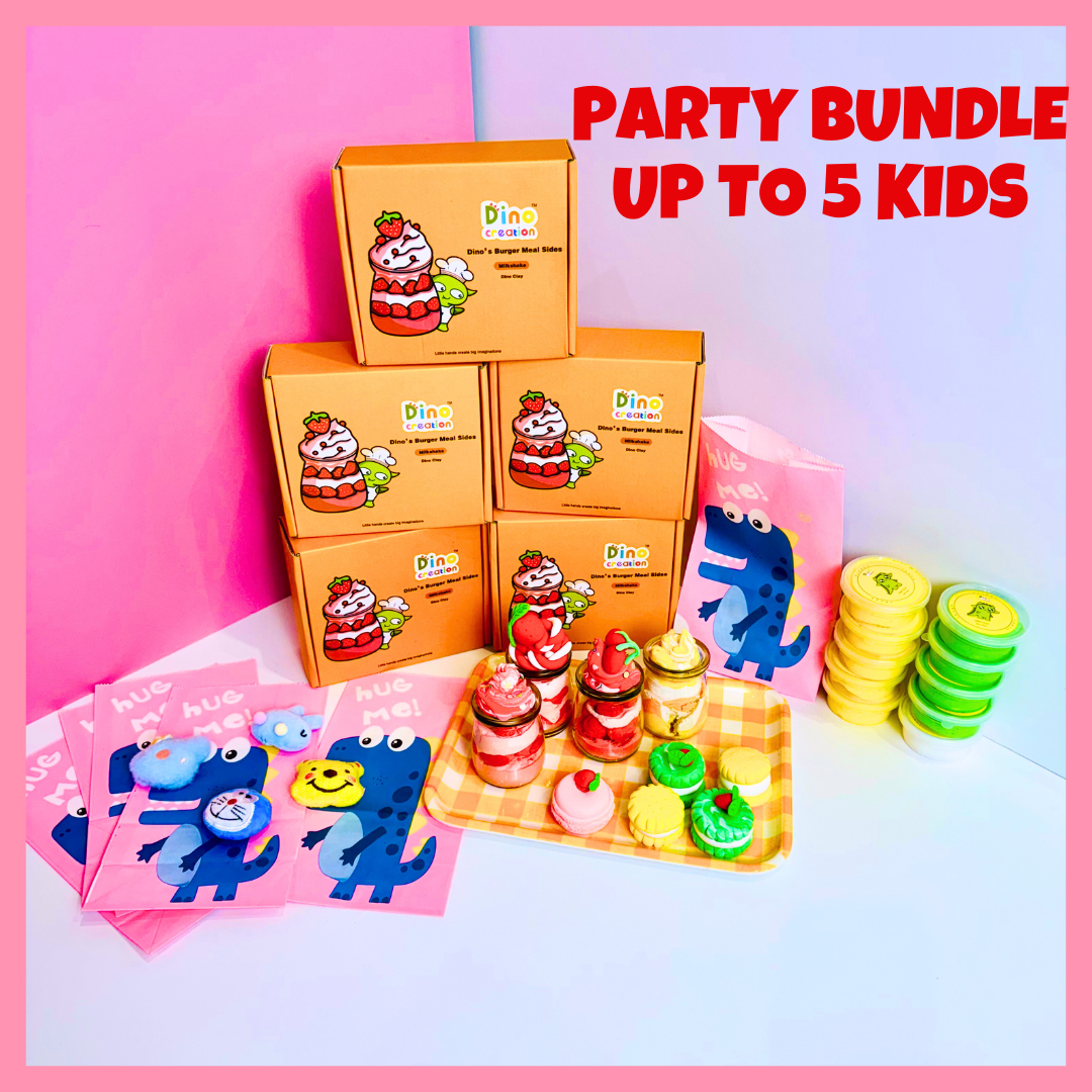 Party Bundle Starter - DINO CLAY - Dino’s Milkshake for 5 kids