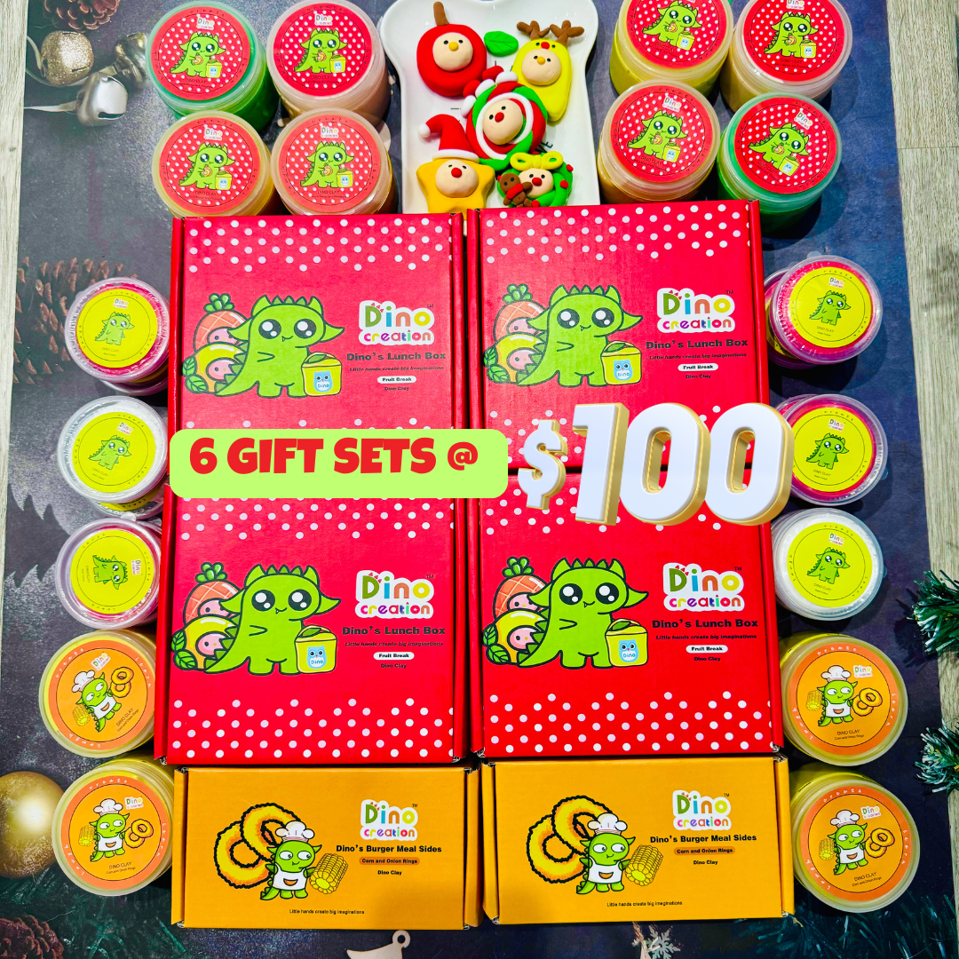 [$100 Gift Box] 6 Dino Clay Kits