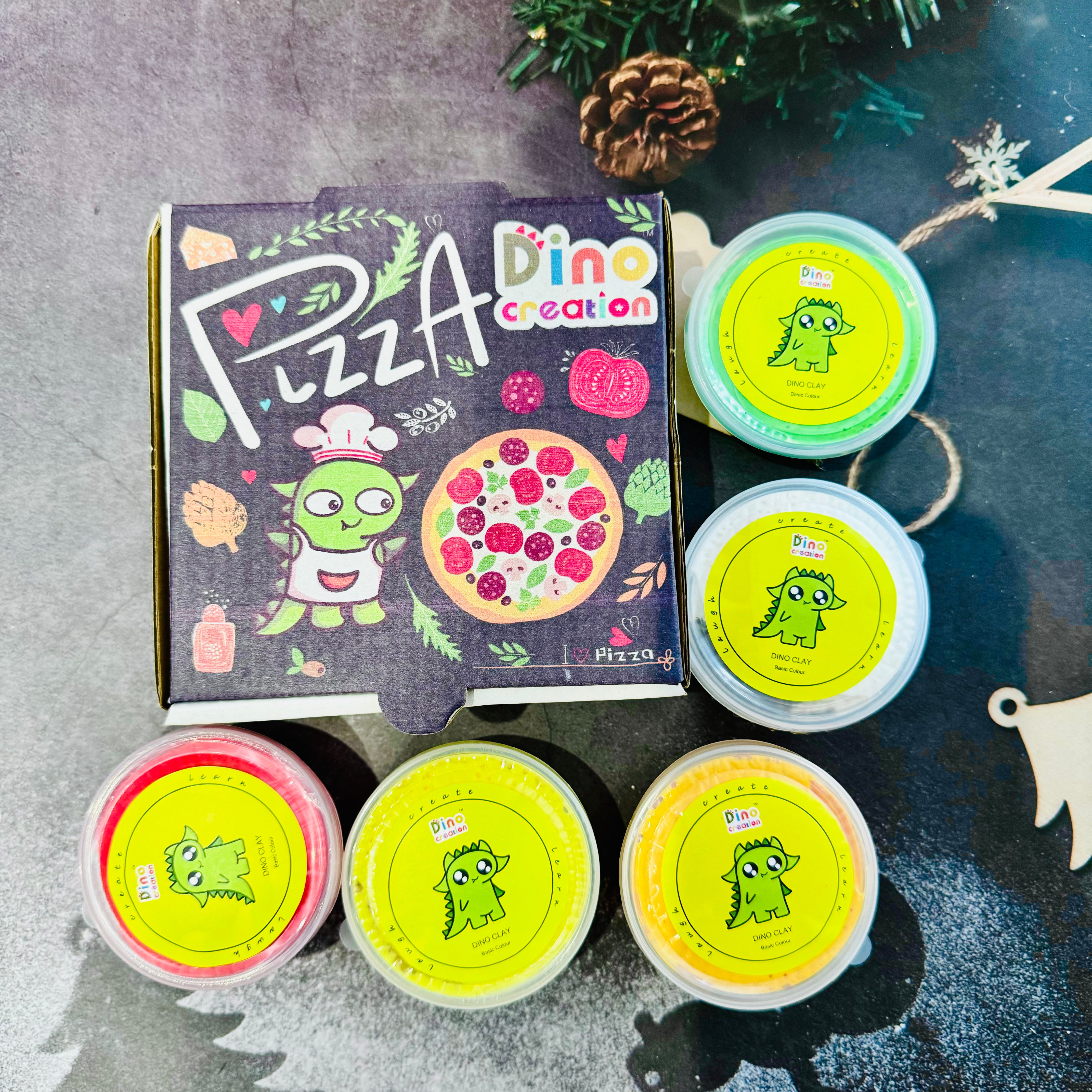 Value Bundle: 5-Pack of Dino Clay - Dino’s Pizza